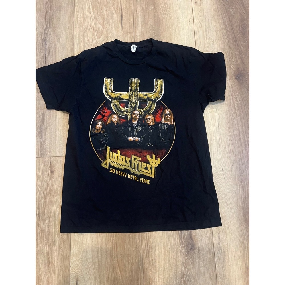 2022 Judas Priest "50 Heavy Metal Years" Tour Shirt With Dates, Size L